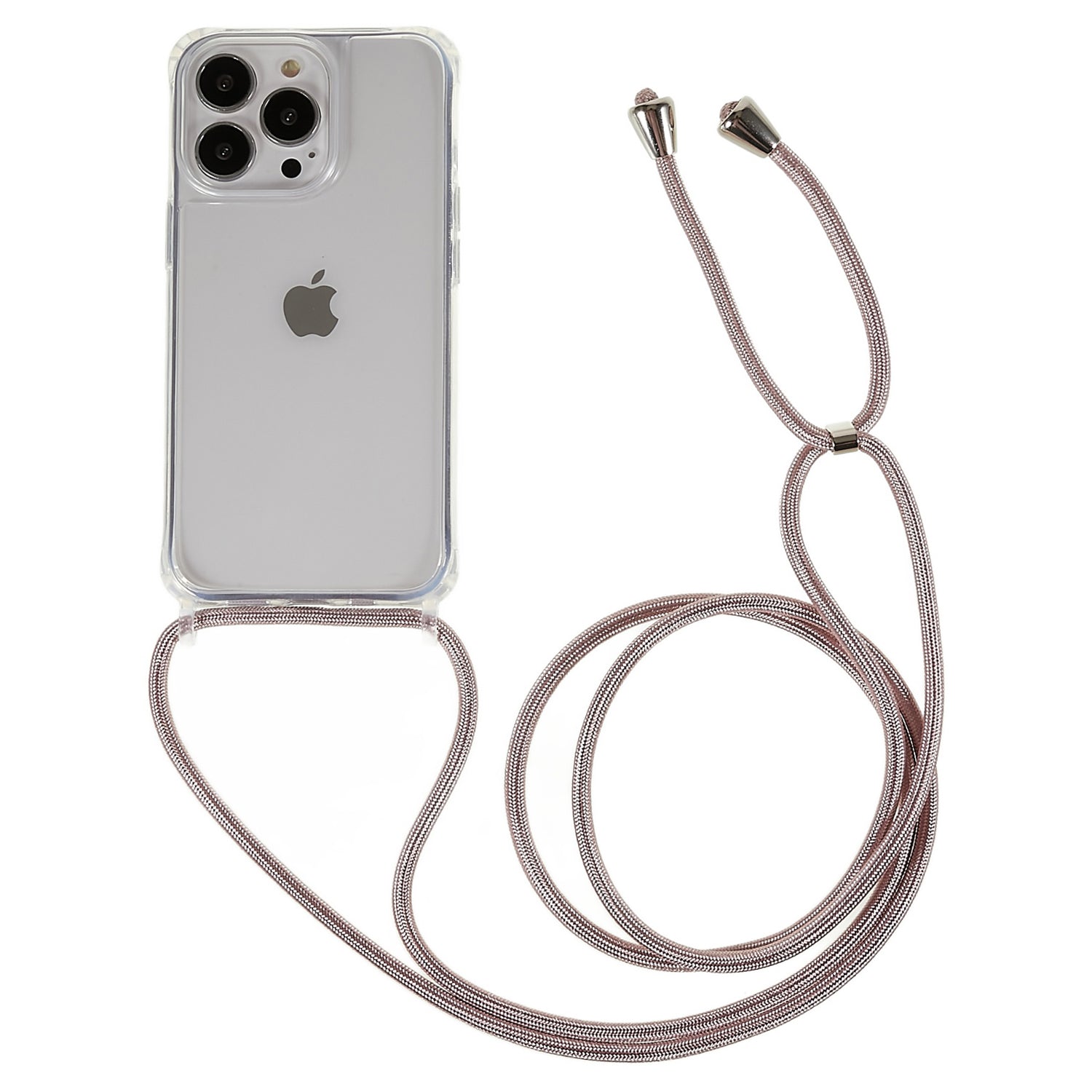Clear Back Case for iPhone 13 Pro 6.1 inch, TPU+Acrylic Anti-fall Phone Cover with Lanyard - White Clear Back Case for iPhone 13 Pro 6.1 inch, TPU+Acrylic Anti-fall Phone Cover with Lanyard - White
